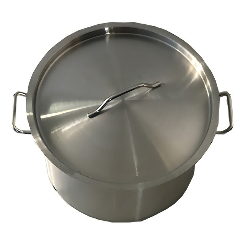 Olla De Acero Inoxidable De 70 Litros Calibre 14 Con Tapa Color Gris