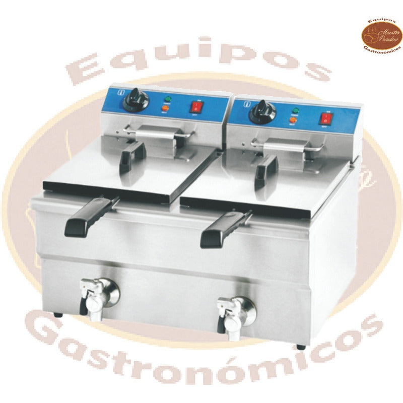 Freidora Industrial Eléctrica Doble Acero Inox Msi Gris