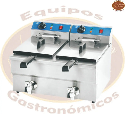 Freidora Industrial Eléctrica Doble Acero Inox Msi Gris