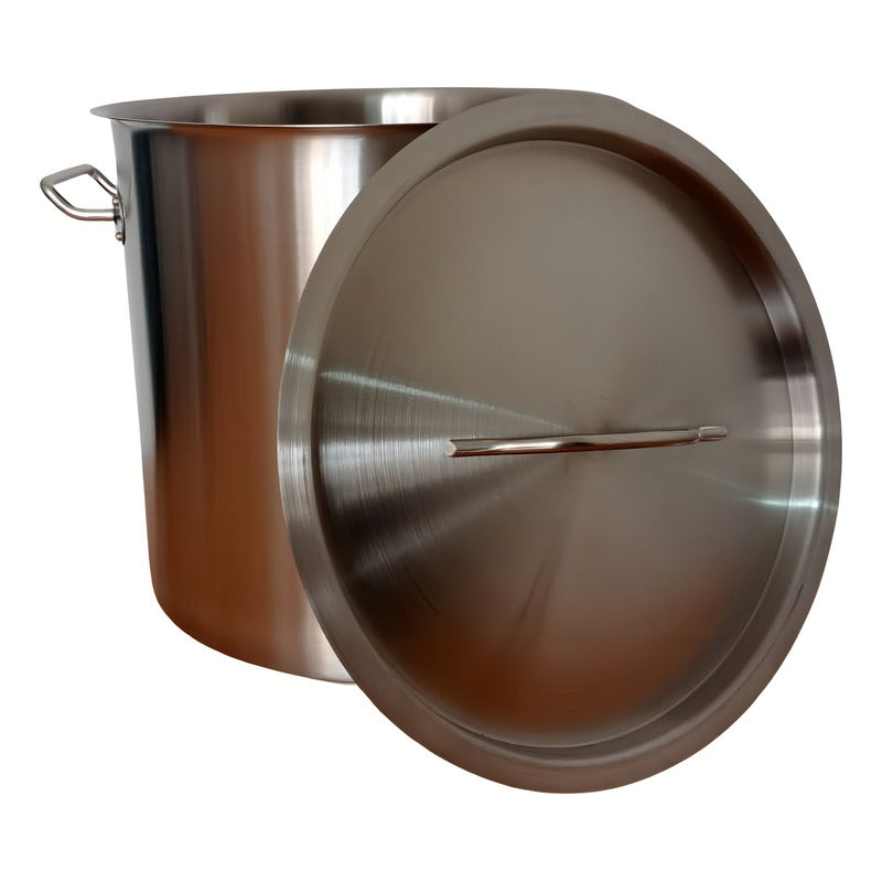 Olla De Acero Inoxidable De 70 Litros Calibre 14 Con Tapa Color Gris