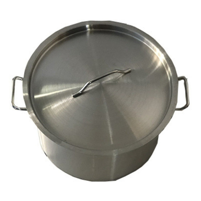 Olla De Acero Inoxidable 25 Litros Calibre 14 Con Tapa Msi Gris