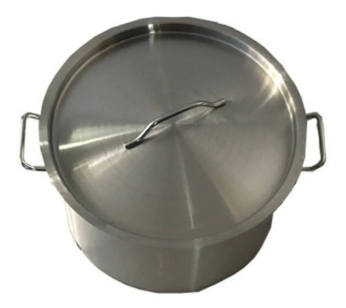 Olla De Acero Inoxidable De 70 Litros Calibre 14 Con Tapa Gris