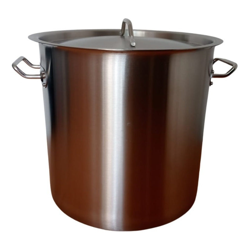 Olla De Acero Inoxidable De 33 Litros Calibre 14 Con Tapa Gris