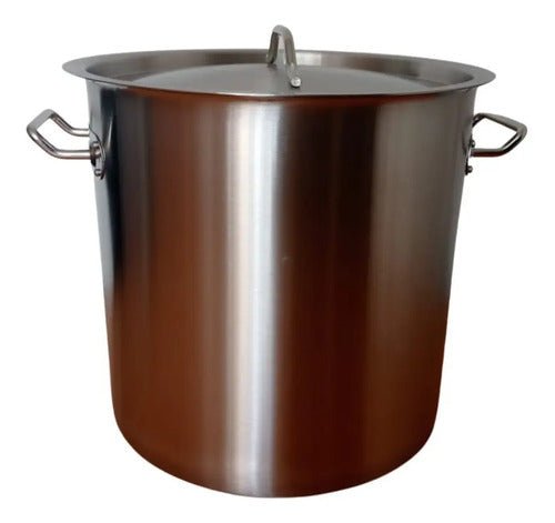 Olla De Acero Inoxidable De 70 Litros Calibre 14 Con Tapa Gris