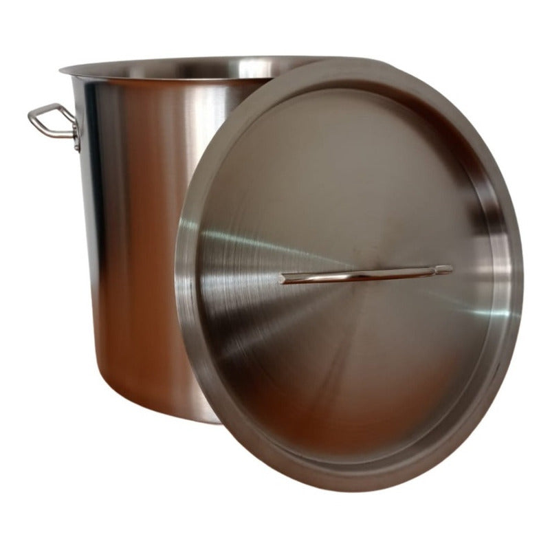 Olla De Acero Inoxidable De 70 Litros Calibre 14 Con Tapa Gris