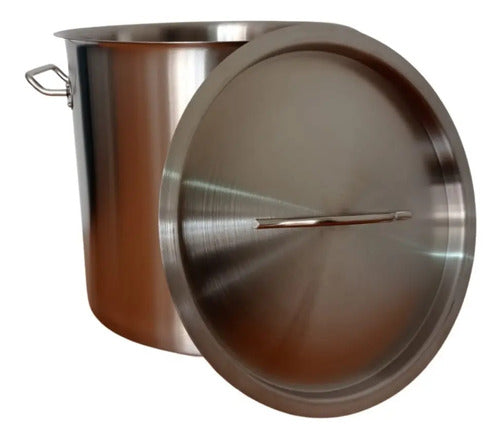 Olla De Acero Inoxidable De 33 Litros Calibre 14 Con Tapa