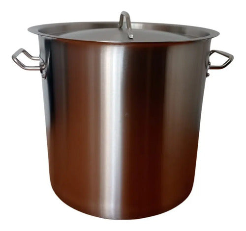 Olla De Acero Inoxidable De 33 Litros Calibre 14 Con Tapa
