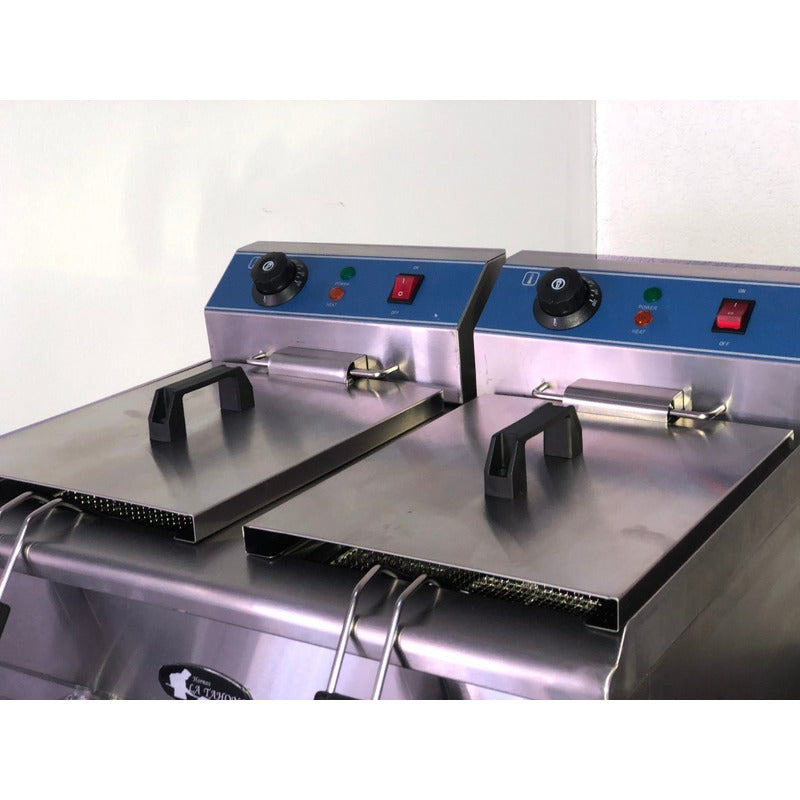 Freidora Industrial Eléctrica Doble Acero Inox Msi Gris