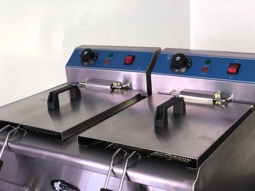 Freidora Industrial Eléctrica Doble Acero Inox Msi Gris