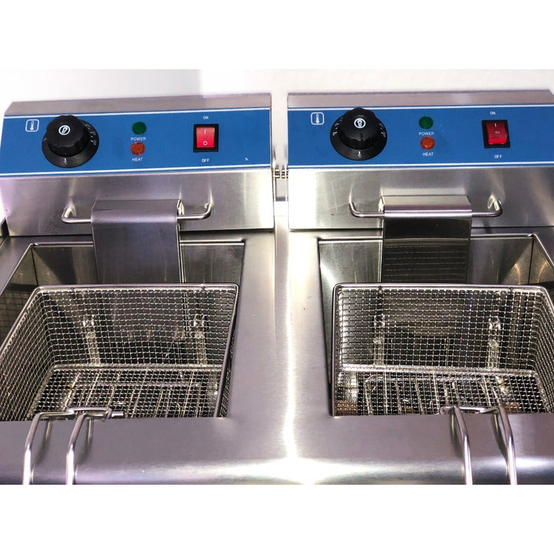 Freidora Industrial Eléctrica Doble Acero Inox Msi Gris
