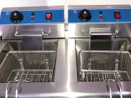 Freidora Industrial Eléctrica Doble Acero Inox Msi Gris