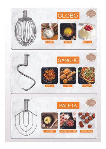 Batidora 60l Uso Silencioso, Sin Vibracion Accesorios Incl. Gris