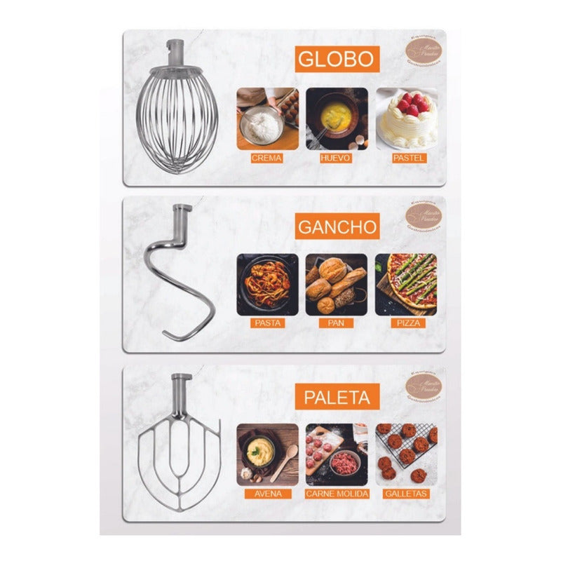 Batidora 20l Uso Silencioso, Sin Vibracion Accesorios Incl. Gris 110v