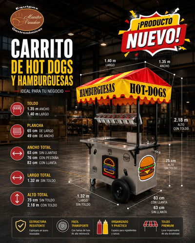 Carrito De Hot Dog Con Incertos ¡nuevo! Gris