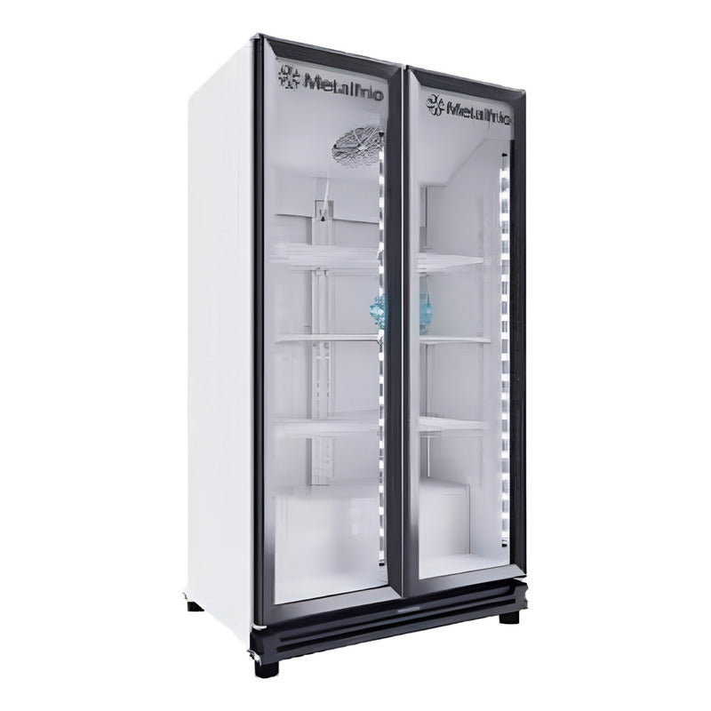 Enfriador Vertical 2 Puertas 25 Pies Cristal Corrido Nuevo Blanco