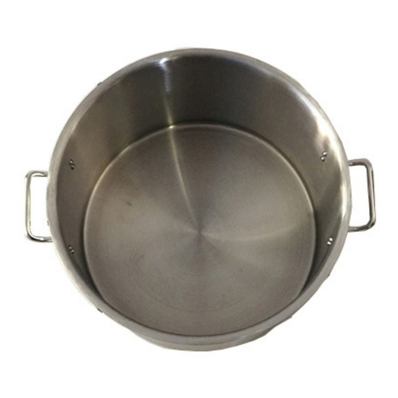 Olla De Acero Inoxidable De 50 Litros Calibre 14 Con Tapa Gris