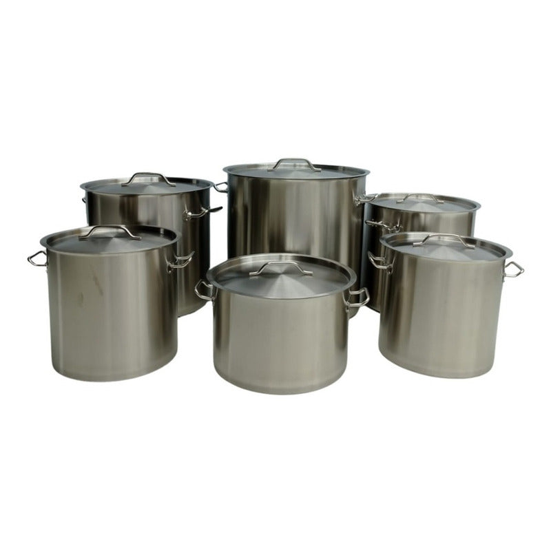 Olla Acero Inoxidable 33l La Estufita Con Tapa Diámetro 38cm Gris