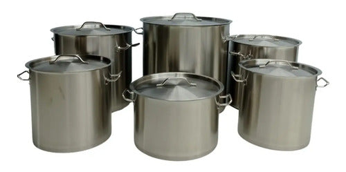 Olla De Acero Inoxidable De 33 Litros Calibre 14 Con Tapa