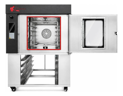 Horno De Convección Giratorio 5 Charolas Con Base Negro