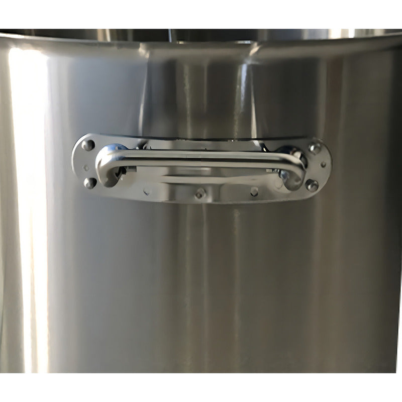 Olla De Acero Inoxidable De 70 Litros Calibre 14 Con Tapa Color Gris