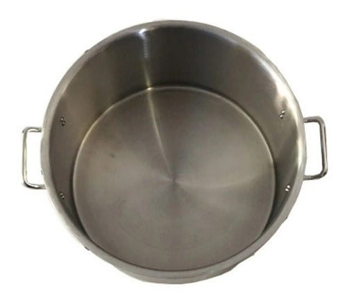 Olla De Acero Inoxidable De 33 Litros Calibre 14 Con Tapa