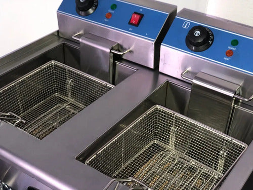 Freidora Industrial Eléctrica Doble Acero Inox Msi Gris