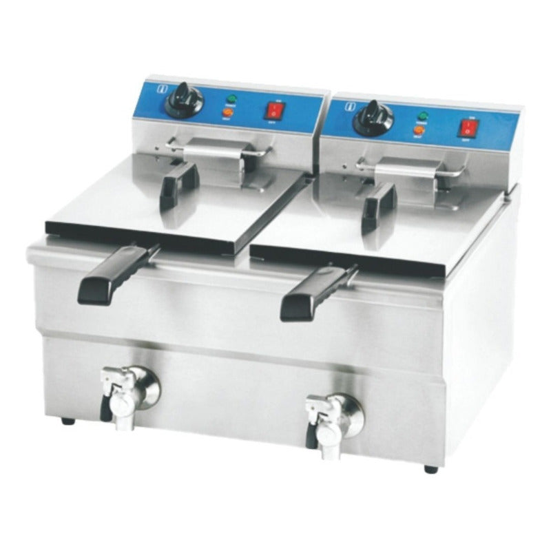 Freidora Industrial Eléctrica Doble Acero Inox Msi Gris