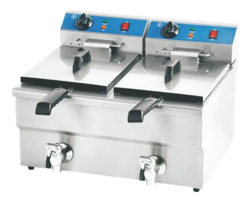 Freidora Industrial Eléctrica Doble Acero Inox Msi Gris